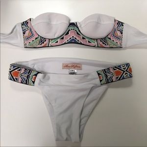 Mara Hoffman Strapless White and Multicolor Bikini